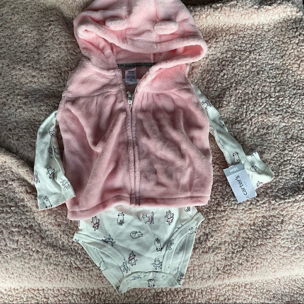 Carters 2 piece little jacket set cat jacket 9m